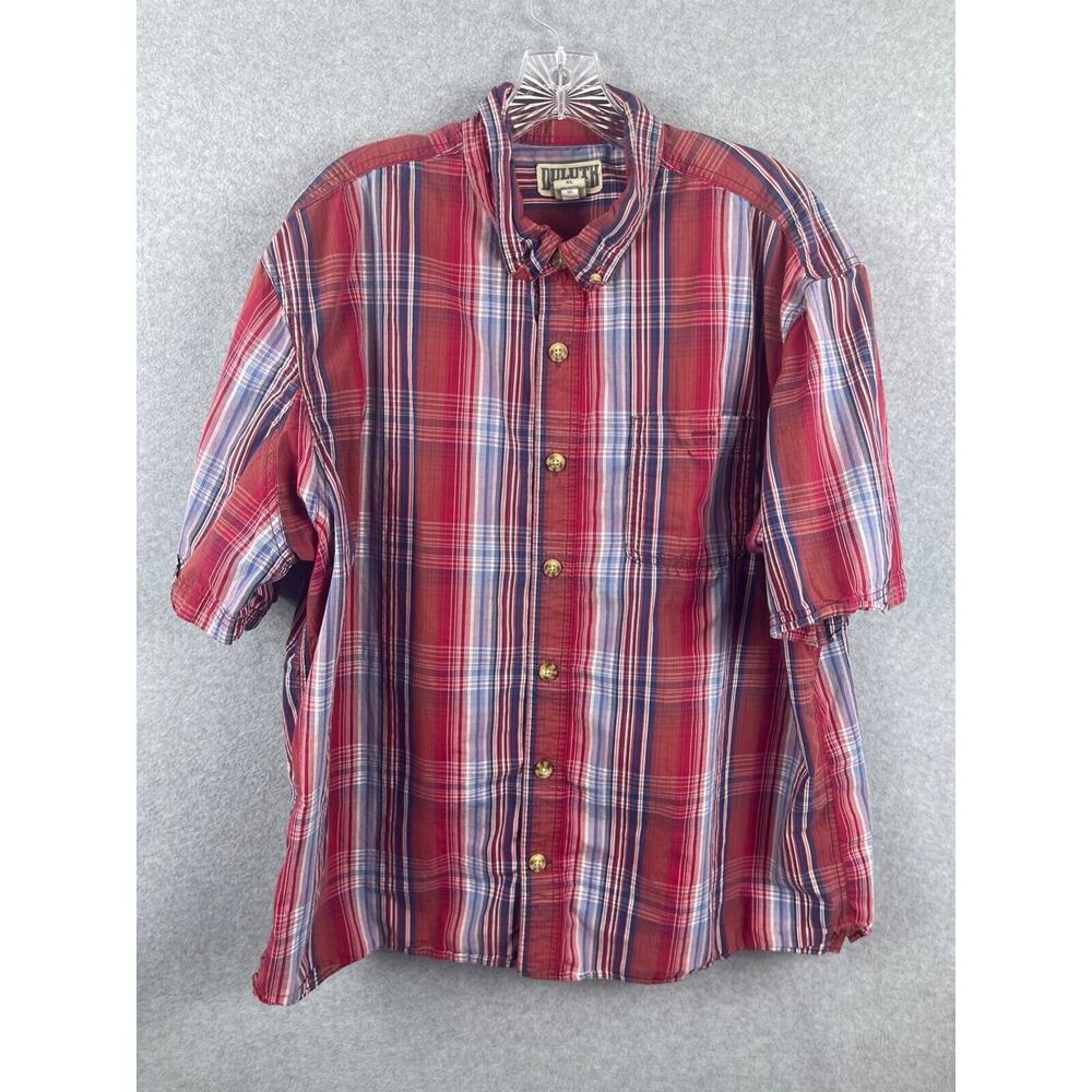 Duluth Trading Shirt Men's XL Red Plaid Short Sleeve Button Down Cowboy